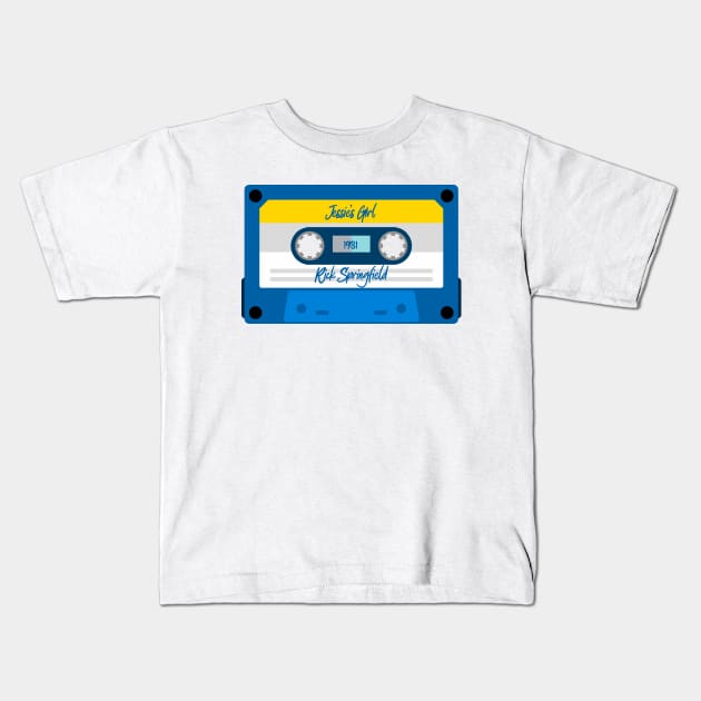 Rick Springfield Classic Blue Cassette Kids T-Shirt by PowelCastStudio